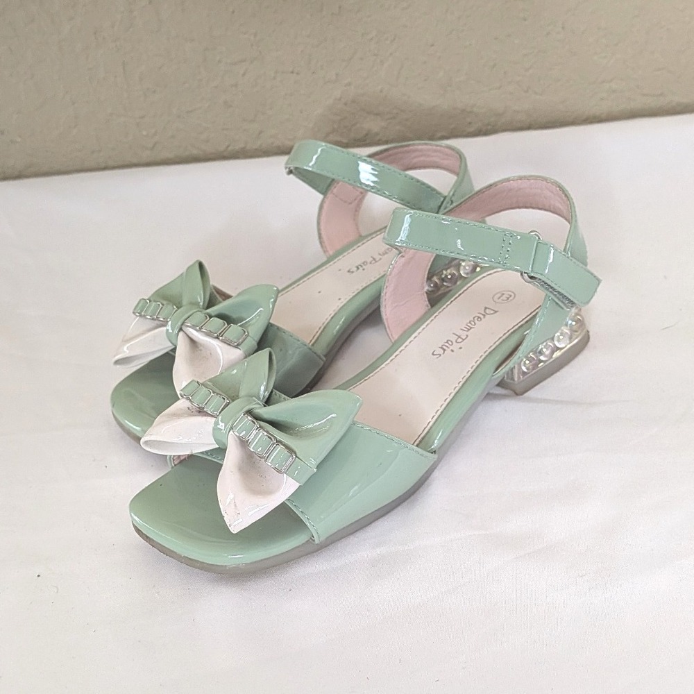 Dream‎ Pairs Girls Mint Green Patent Bow Dress Sandals Size 13